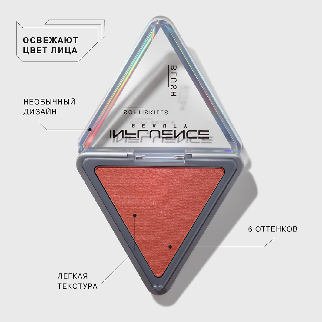 Румяна компактные Soft Skills, тон 03 розовый с сиянием от Influence Beauty + 4